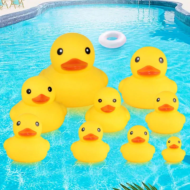 Cute Little Yellow Duck with Squeeze Sound Bath Toy Soft Rubber Float Ducks Play Bath Game Fun Gifts For Children Kids Baby