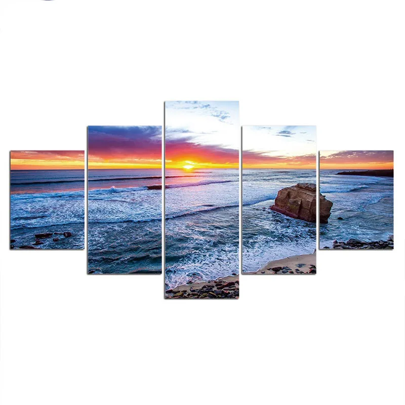 

5Pieces Seascape Sunset Crystal Diamond Embroidery Full Square Round 5D Diy Diamond Painting Landscape Wedding DecorationZP-4154