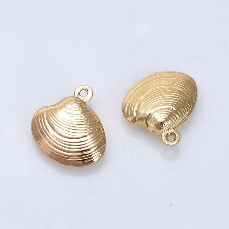 (1569)6PCS 18.5x19MM 24K Champagne placcato Color oro ottone Shell Charms pendenti accessori gioielli fai da te di alta qualità