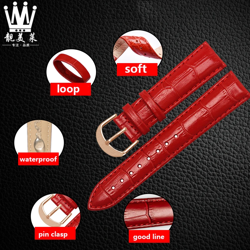 hot sell genuine leather watchband for brand wristband 12mm 14mm 15mm 16mm 17mm 18mm 19mm 20mm 22mm men women cow leather strap
