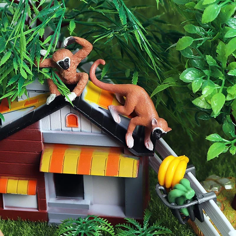 Oenux Simulation Bauernhof Zaun Szene Spielzeug Bäume Haus Bauer Einhorn Tiere Modell Miniatur Handwerk Hause Dekoration Nette Kinder Geschenk – Detail 23