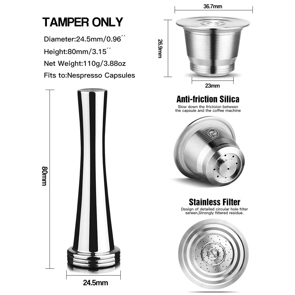 Per Capsule di caffè riutilizzabili Nespresso Pod filtrante riutilizzabile con anello di dosaggio Tamper macchina da caffè accessori per macchine