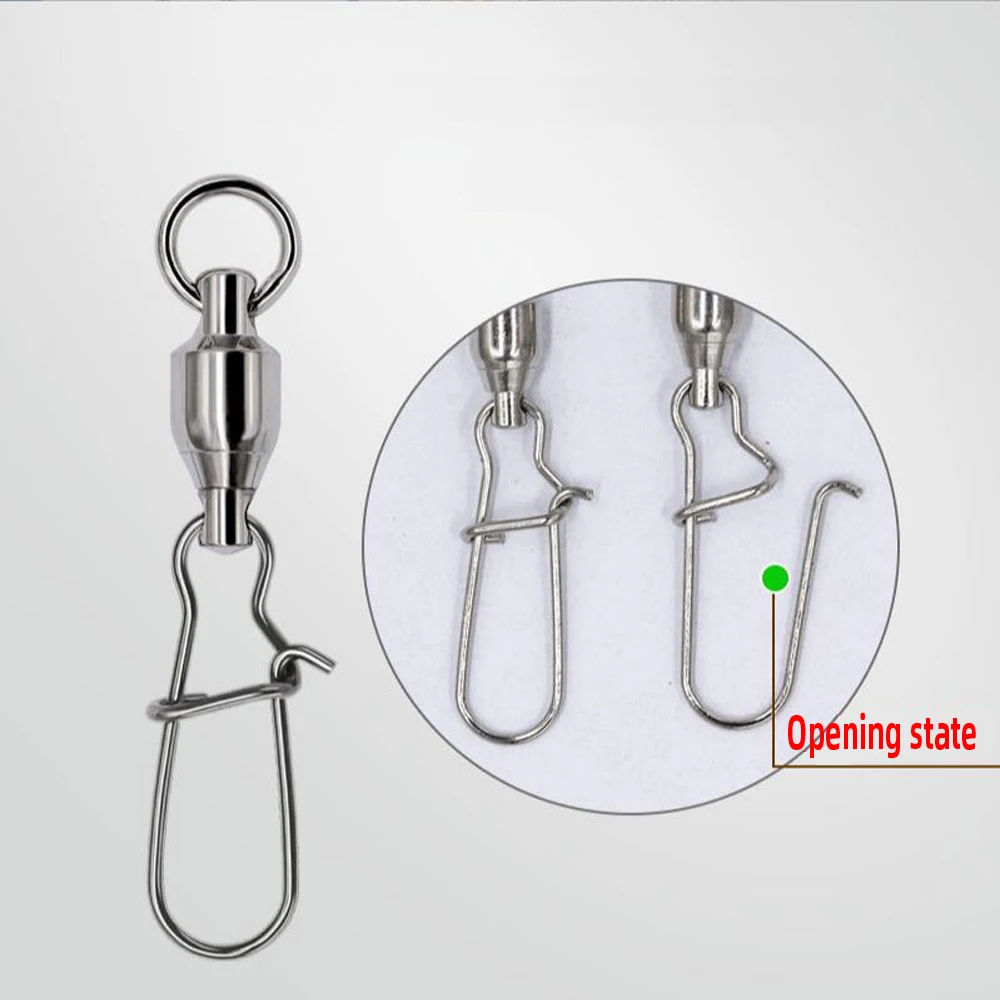 DNDYUJU Stainless Steel Fishing Swivels Snap Ball Bearing Rolling Sea Fishing Swivels Snaps Lure Connector Fishing Accessories