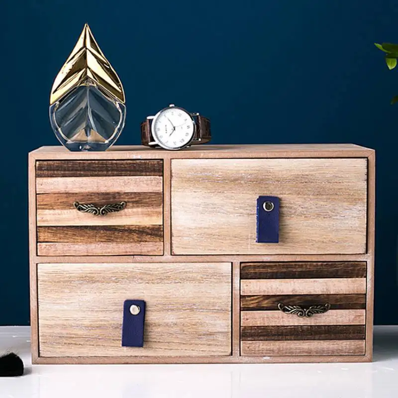 

коробка для хранени Wood Drawer Desktop Receiving Cosmetics Lipstick Separation Finishing Jewelry Watch Storage Bedroom Dust Box