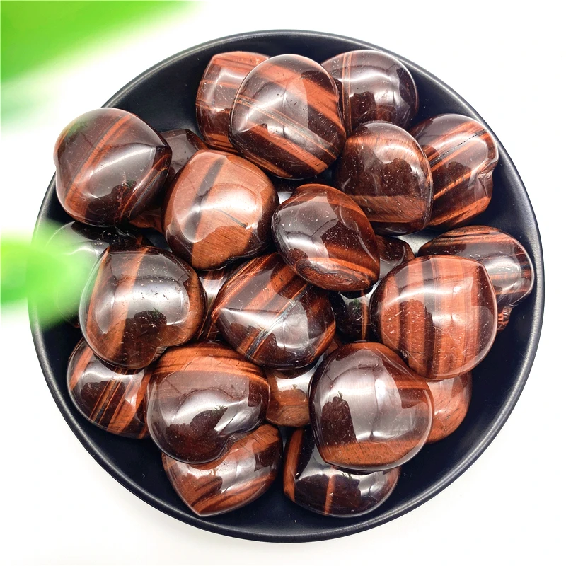 1/2PCS Natural Red Tiger Eye Stone Heart-shaped Gemstones Mineral Healing Reiki Pendant Necklace DIY Home Decoration Crafts Gift