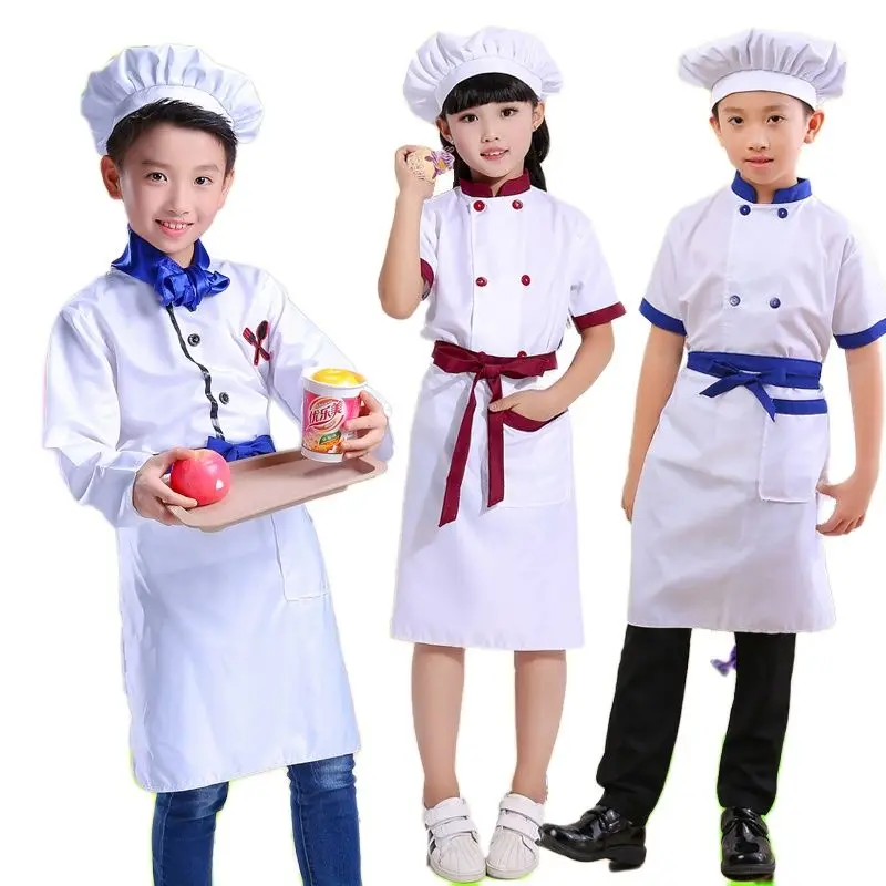 Petit costume de chef cosplay pour enfants, combishort pour jeunes enfants, uniforme de chef, tablier, pli imbibé