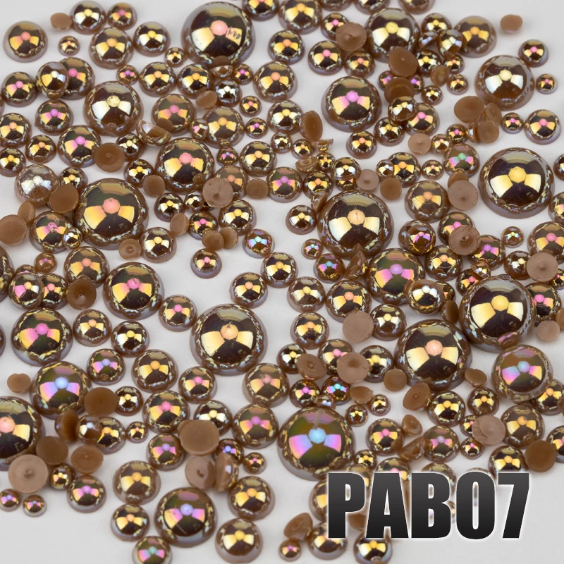 VDD 200g Großhandel Gemischte Größen 3-10mm Farbe AB Macaroon ABS Imitationsperlen Halbrunde Flachrückseitige Perlen DIY Nagelkunst Dekoration Handwerk – Detail 9