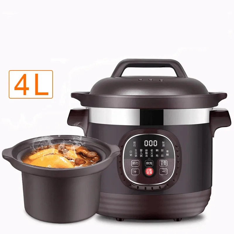 220V Electric Casserole Stew Pot Household Ceramic Electric Stewing Cooker Cooking Pot Machine Easy Operation Slow Stewer