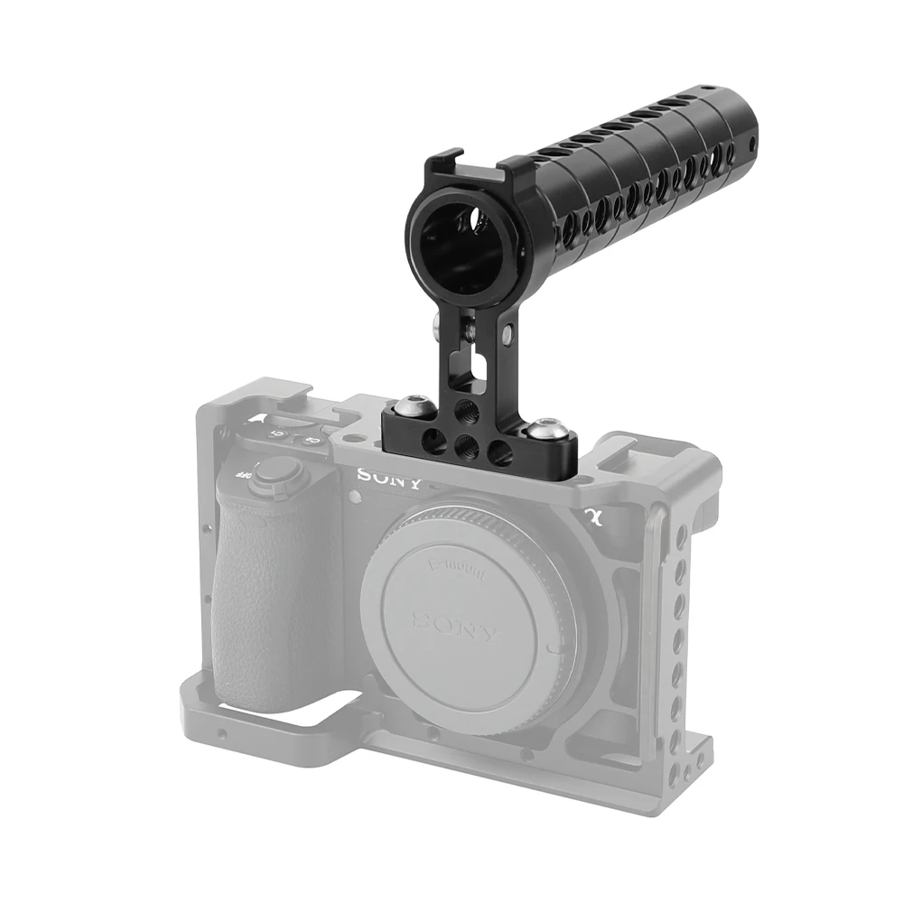 Kayulin Video maniglia superiore azione stabilizzante regolazione a doppia estremità impugnatura per formaggio con adattatore per montaggio a due maniglie per gabbia per videocamera