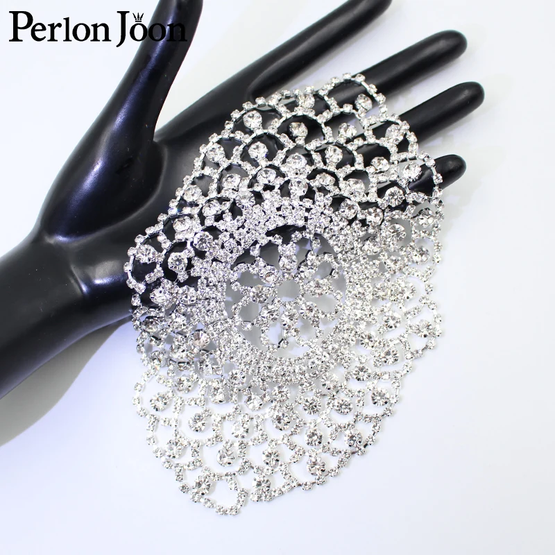 Rhinestone Patches Gold Silver For Women Sew On Clothes Arm Sleeves Crystal Decals DIY Applique neckline Wedding Shoe Bag YHZ031