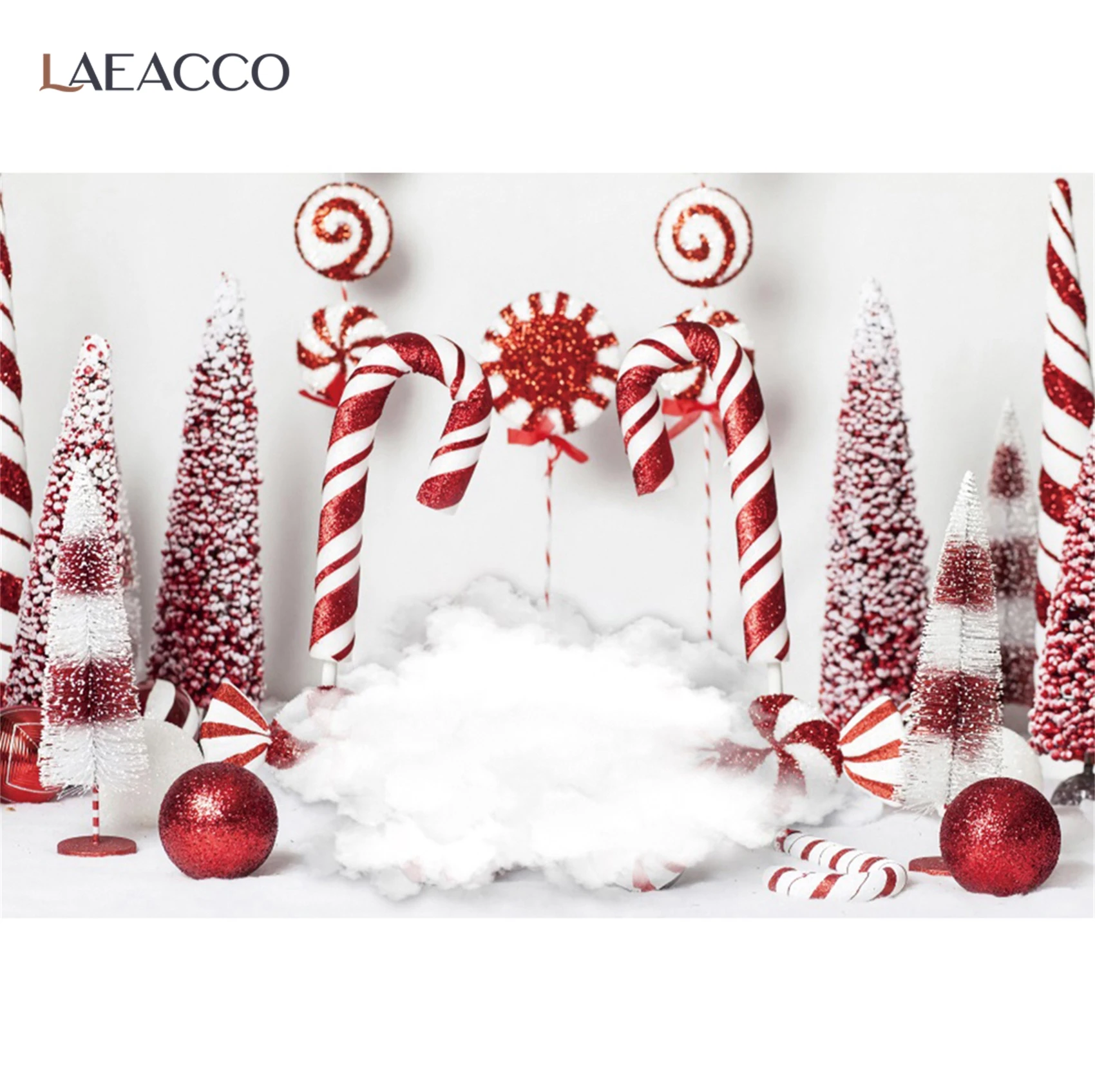 화이트 겨울 눈 메리 크리스마스 축제 트리 캔디 롤리포스 볼 파티, 신생아 포토콜 사진 배경 사진 배경