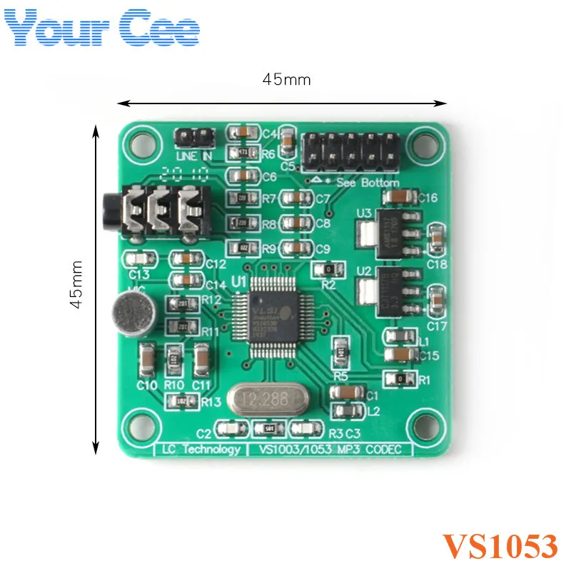 VS1053 Audio MP3 Player Module Development Board Recording SPI OGG Encoding Recording Control Signal Filter VS1053B-L LQFP-48