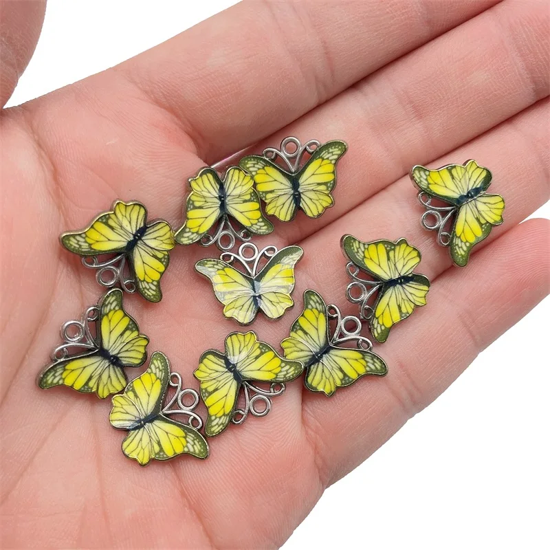 Kpop 20Pcs Colorful Butterfly Charms Cute Enamel Pendant For Necklace Bracelet DIY Jewelry Making Accessories Findings Wholesale