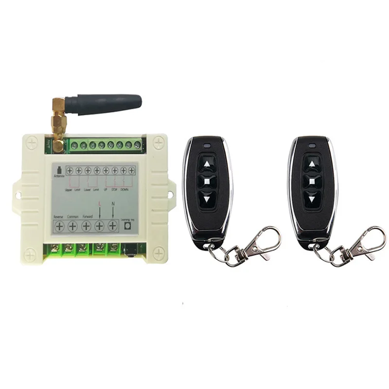 220V 10A 2CH Motor Remote Control Switch Motor Forwards Reverse Up Down Stop Door Window Curtain Wireless TX RX Limited Switch