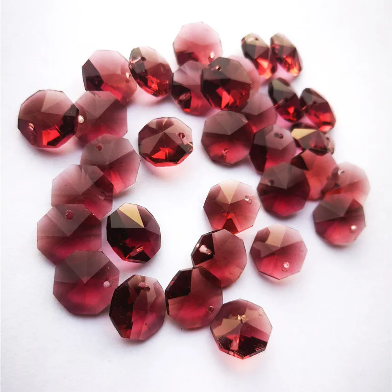 Top Quality 100pcs/lot 14mm Middle Purple K9 Crysta Octagon Bead In 1 Hole For Diy Suncatcher Making Home Decoration Accessories