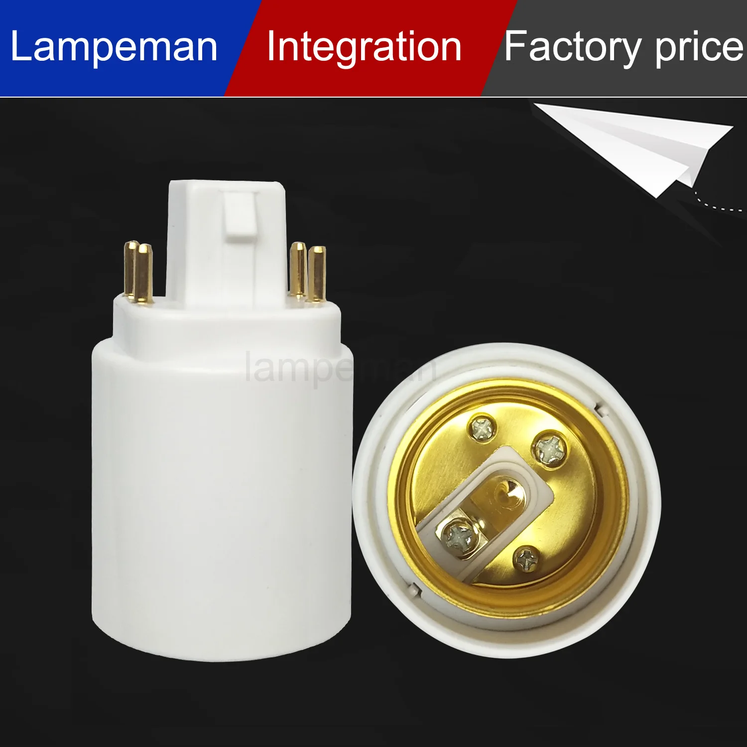 15pcs/lot GX24 to E27 Adapter GX24Q to E27 E26 Lamp Light Bulb Lamp Adapter Converter Holder Lamp Base Converter New Arrival.