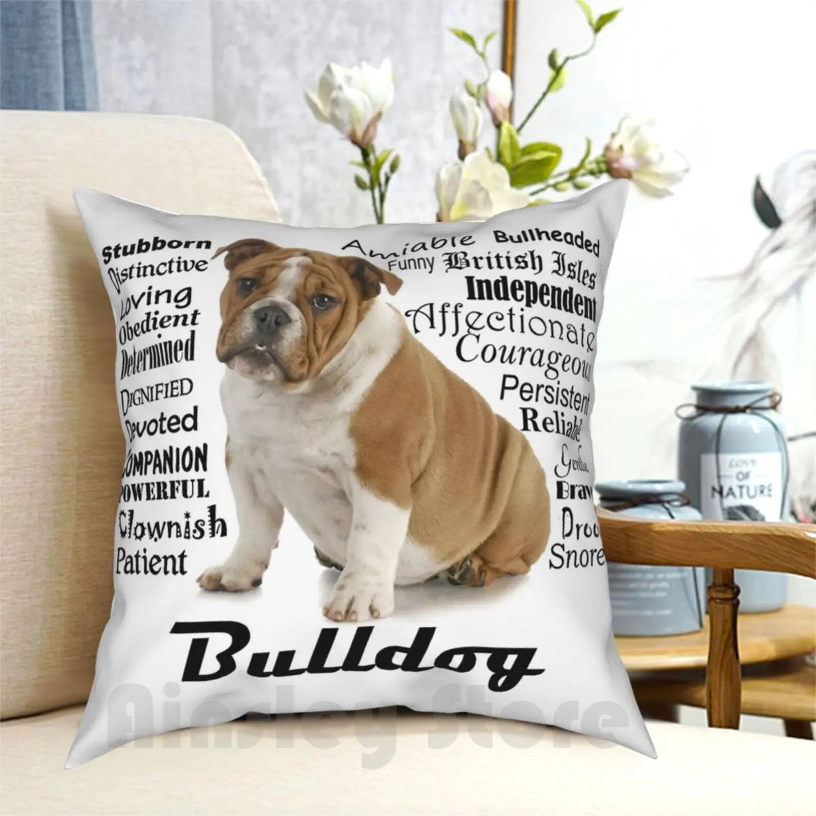 Funda de almohada con trazos de Bulldog, almohada suave estampada para el hogar, Bulldog Inglés, cachorro, perro, mascota, razas de animales, personalidad