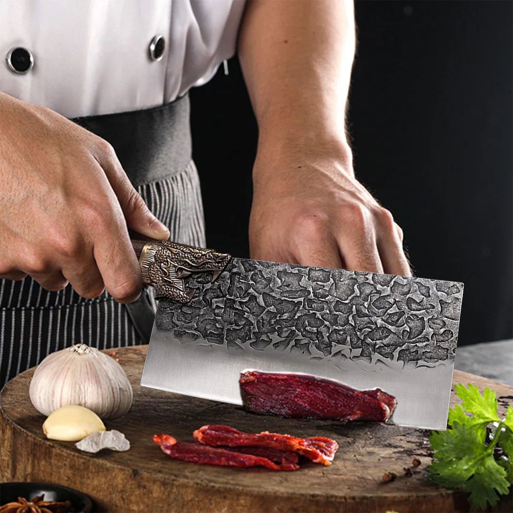 Hand Made Forged Kitchen Knife Chinese Kitchen Knives Stainless Steel Butcher Cleaver Knife Traditional Cooking Tools