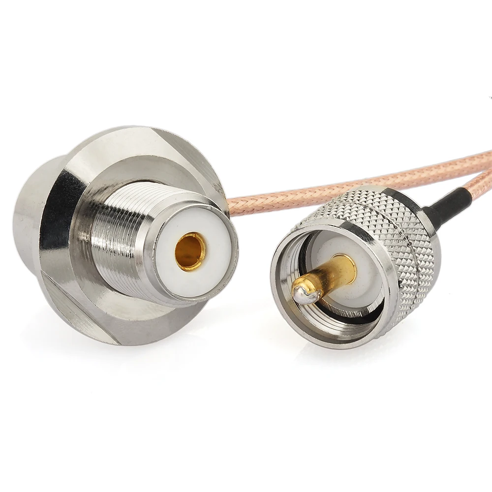 Eightwood Ham Radio Antenna Adapter RF Coaxial UHF Male PL259 to UHF Female SO239 Right Angle Connector Pigtail RG316 Cable 16ft