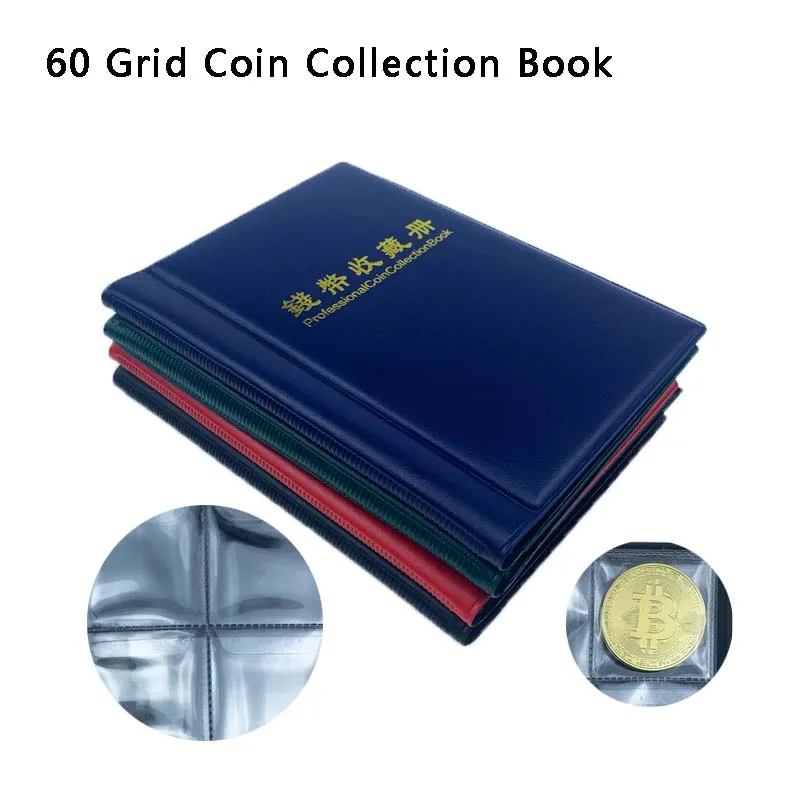 60 Grid Coin Storage Book Mini Coin Collection Book Coins Less Than 40mm In Diameter PU Collection Book Coin Album Bitcoin Book