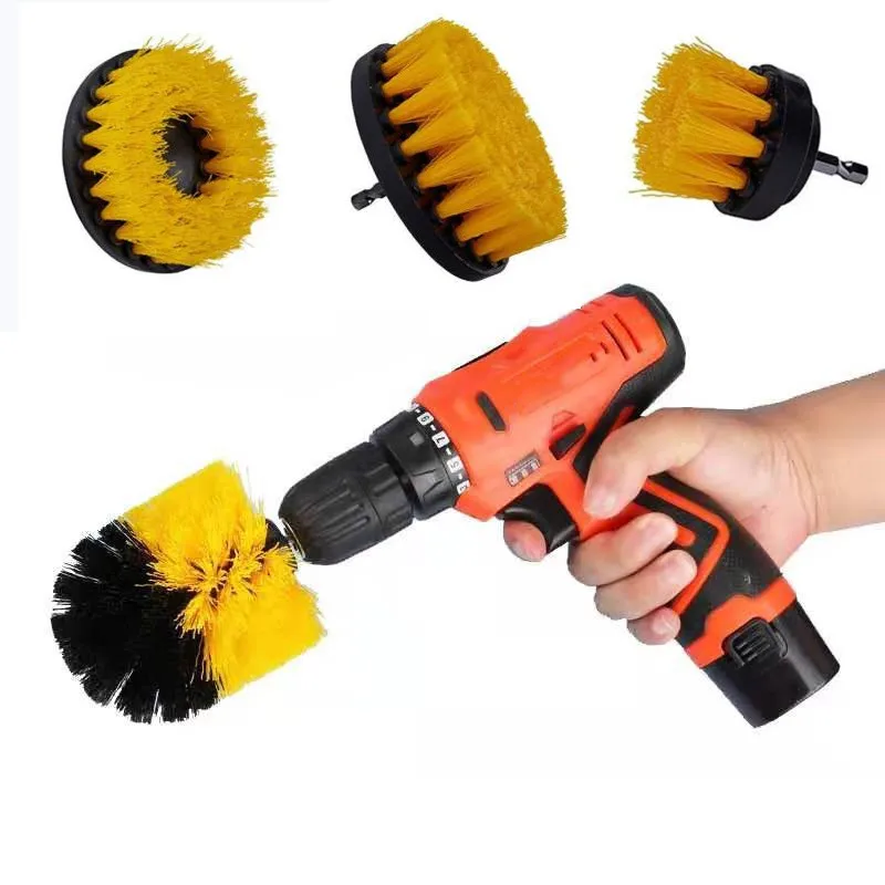 Electric Drill Brush Cleaner Scrubbing Brushes Kit Round Nylon Brushes for Floor Surface Grout Tile Tub Shower Cleaner Care