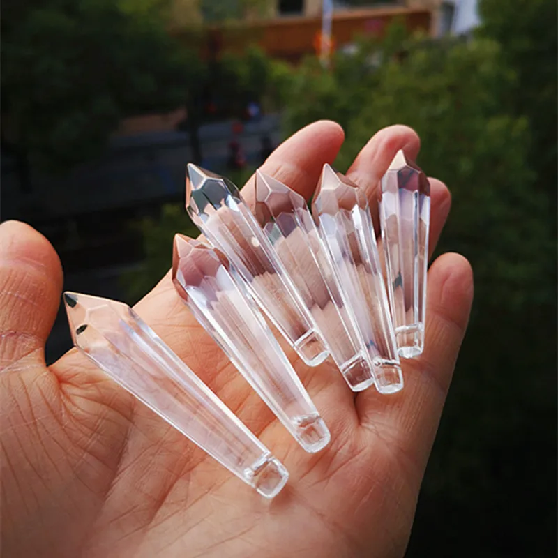 Top Quality 20pcs Clear Crystal Glass Icicle U-drops Chandelier Prisms Parts (Free Jump Rings) 63mm Crystal Curtains Accessories