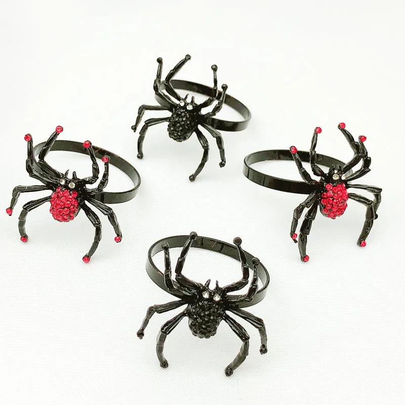 

12pcs/lot Halloween black spider napkin ring, metal napkin ring, hotel banquet napkin holder