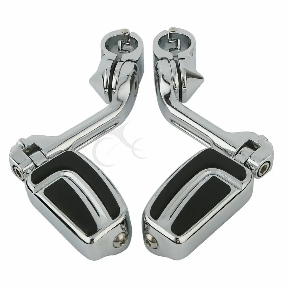 Motorcycle 1-1/4'' Engine Guard Highway Footpeg Long Angled Mount For Harley Touring Road King