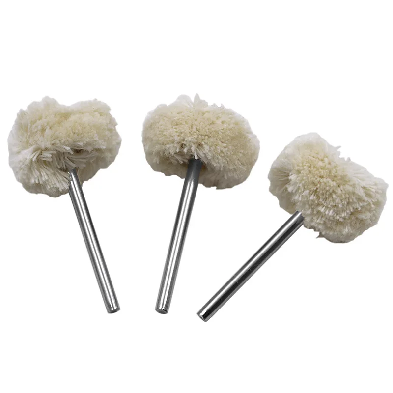 3Mm 10 Buah Sikat Pemoles Wol untuk Aksesori BOSCH Dremel Penggiling Roda Penggerinda Kepala Aksesori Alat Putar Bor