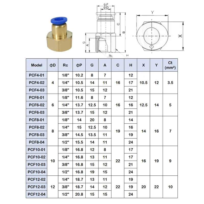 Pneumatic Components10pcs/lot BSPT PCF6-01 PCF6-02 PCF8-02 Pneumatic Connectors Female Straight One-Touch Quick Release Fitting