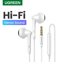 UGREEN – écouteurs filaires avec Microphone, oreillettes stéréo hi-fi, certifié MFi, 3.5mm, USB type-c, Lightning