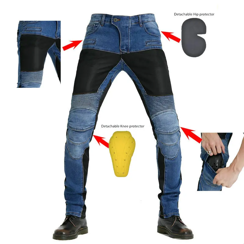 

NEW Motorcycle Leisure Motorcycle Men's Cross-country Outdoor Riding Jeans with Protective Equipment Knee Pads Cycling Pants