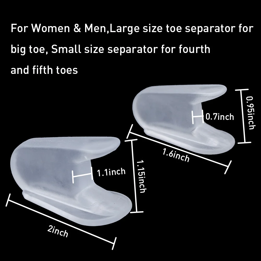 A-Shaped Transparente Toe Separator, Thumb Bunion, sobreposição Toes Corrector, alívio da dor, Silicone Foot Care Tool, C1600, 2pcs