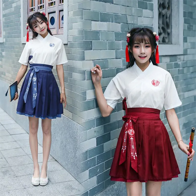 

Ancient Chinese Costume Hanfu Girl Cosplay Costume Adult Modern Hanfu Top and Skirt Halloween Costume