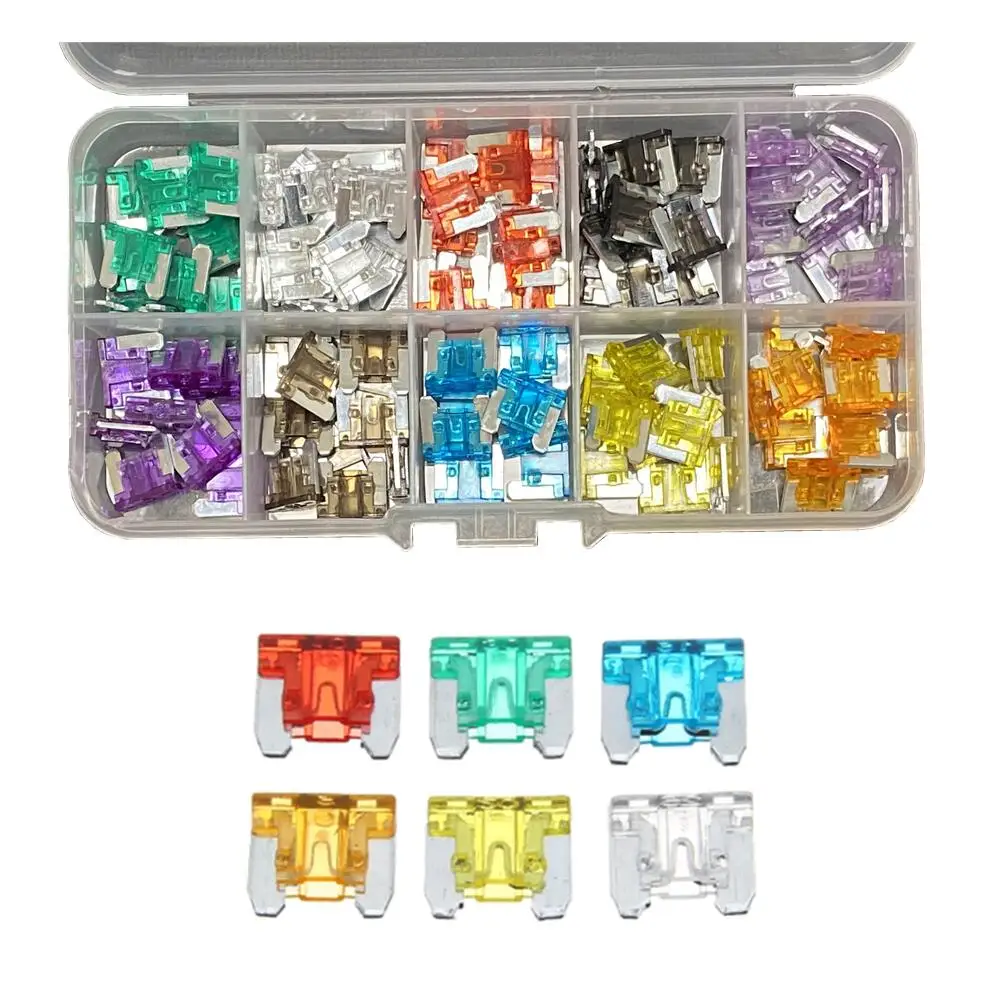 100/50 Pcs Mini Car Fuses Automotive Blade Type Micro Fuse Assortment In Box 2A/3A/5/A/7.5A/10A/15A/20A/25A/30A/35A