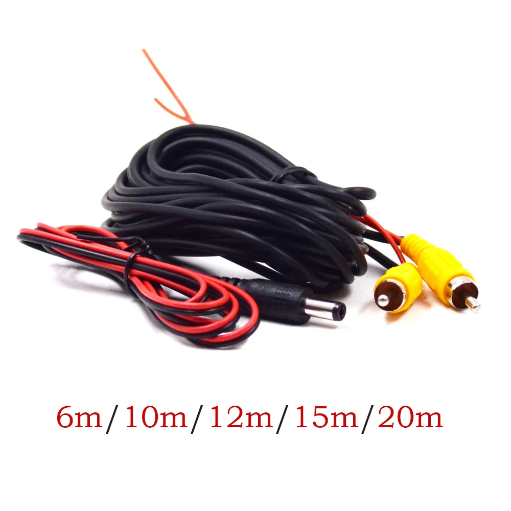 Video cable for rear view cameras with RCA connector, wire for rear camera, car video cable, RCA plug-socket