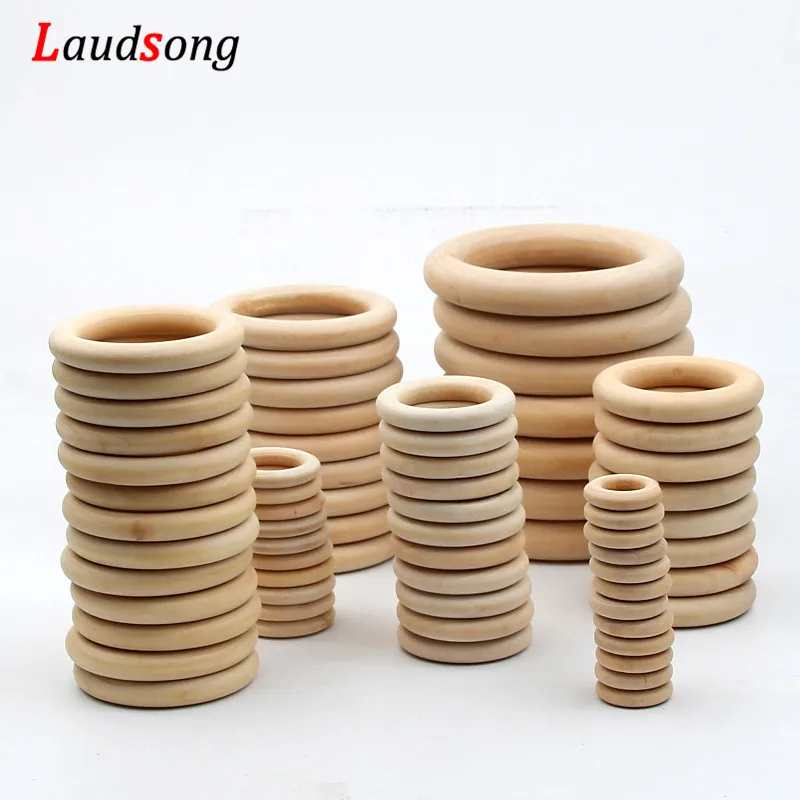 12-100mm Unfinished Lead-Free Wooden Beads Connectors Circles Rings Natural Wood Teething Beads For Diy Jewelry Making