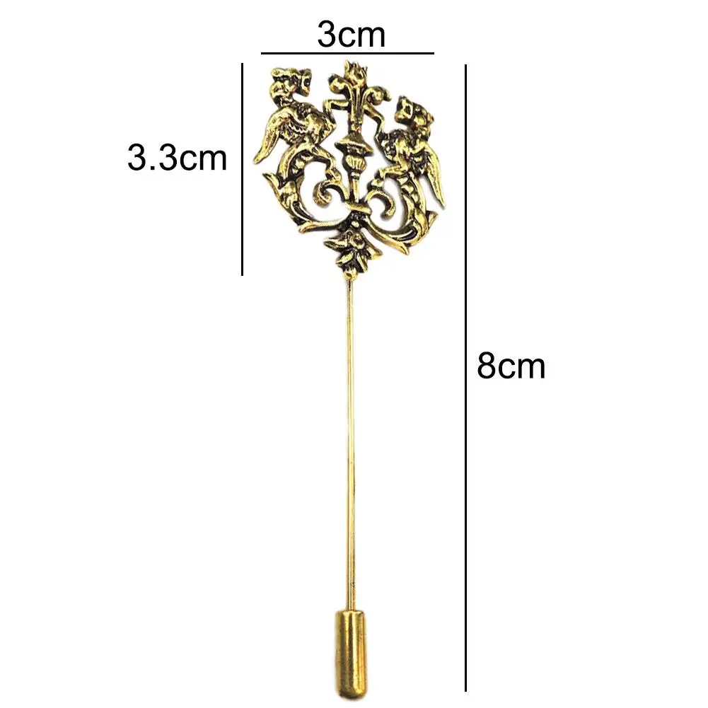 Vintage Men Hollow Double Lion Brooch Pin Lapel Clip Wedding Party Jewelry Gift Fashion Brooches Suit Accessories