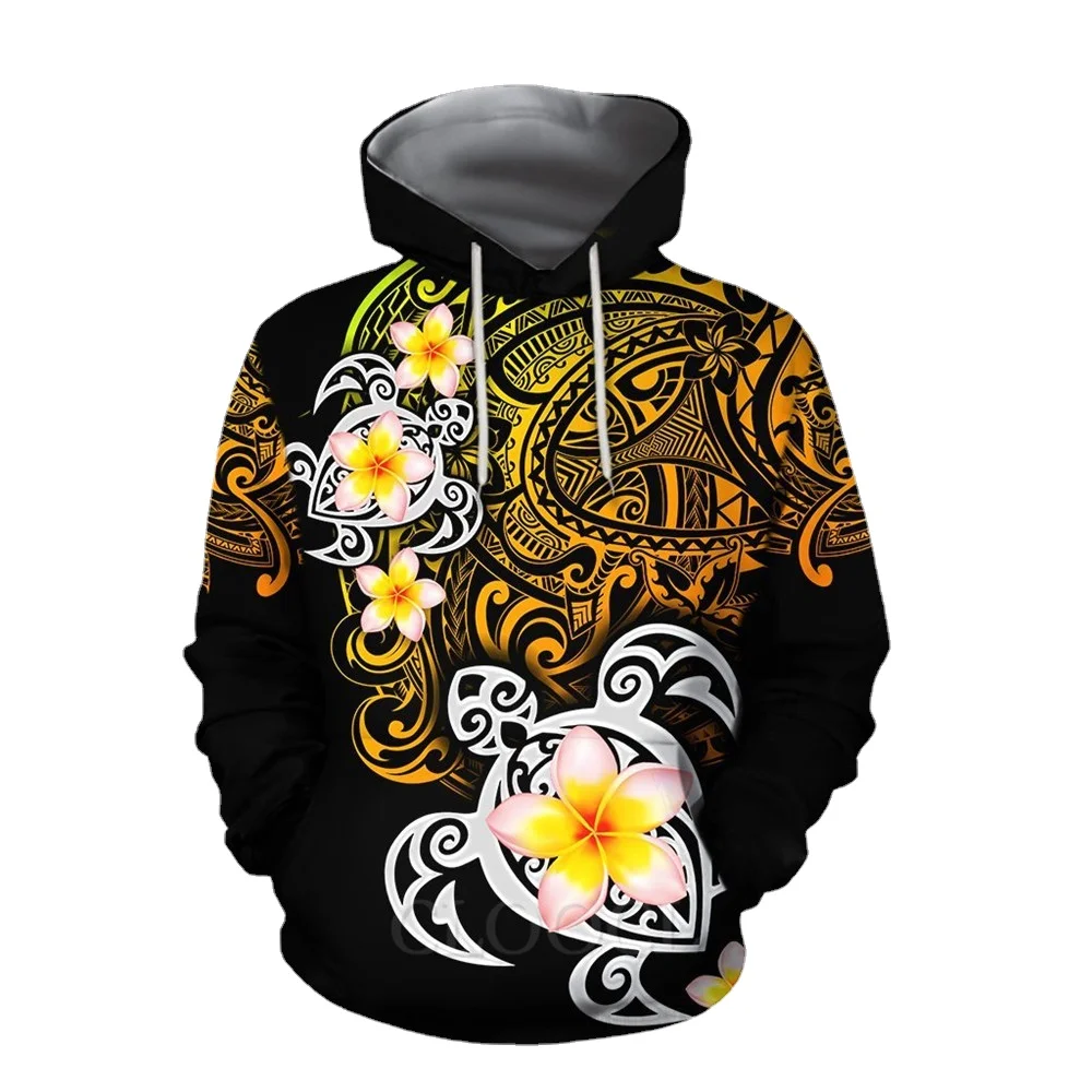 

HX Bohemia Hoodies 3D Graphic Polynesian Tribal Floral Pattern Unisex Hoodie Polyester Sportswear Harajuku Men Clothing