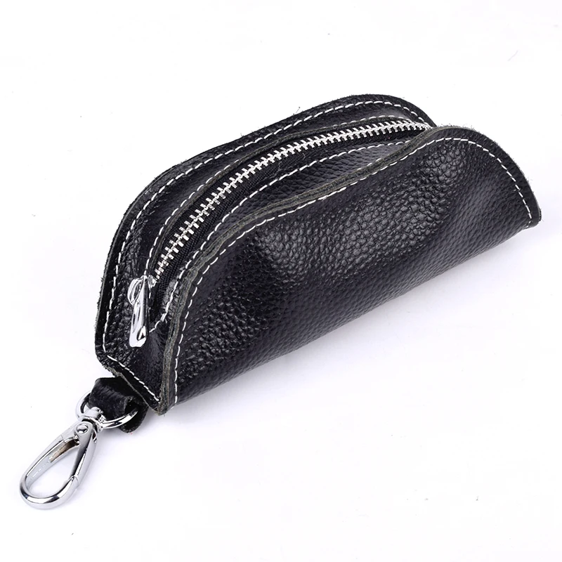 Big Genuine Leather Key Cover Walllet Men Women Zipper Keychain Fashion Car Key Bag Housekeeper for Russia large keys Pouch