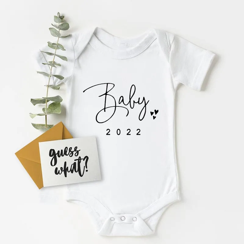 Baby Announcement Coming Soon 2022 Newborn Baby Bodysuits Summer Boys Girls Romper Body Pregnancy Reveal Clothes