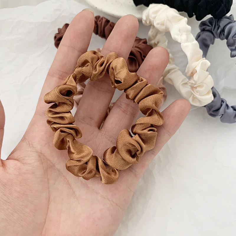 1 Set Satijn Zijde Effen Kleur Scrunchies Elastische Haarbanden Nieuwe Vrouwen Meisjes Haaraccessoires Paardenstaart Houder Haar Banden Touw