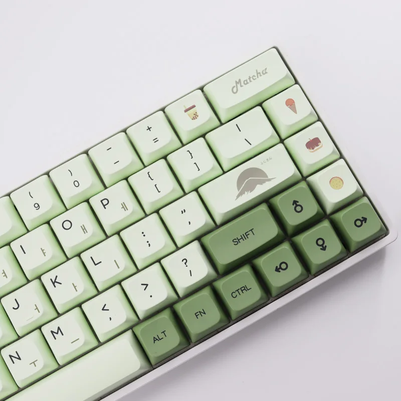 Capuchons de clavier mécanique à sublimation matcha, similaire au profil XDA, anglais, japonais, 124 touches, PBT