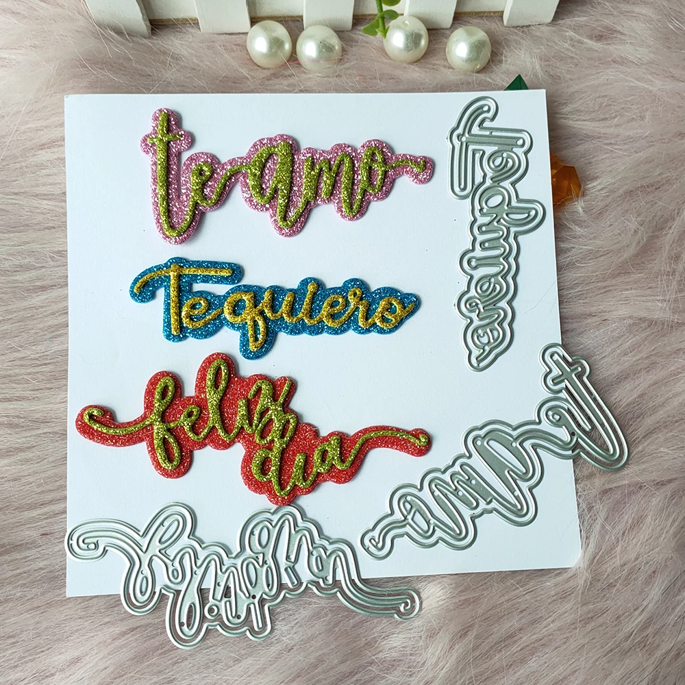 Nuevo molde de corte de metal español Te amo, decoración para álbum de recortes, decoración para álbumes de fotos en relieve, fabricación de tarjetas, manualidades DIY