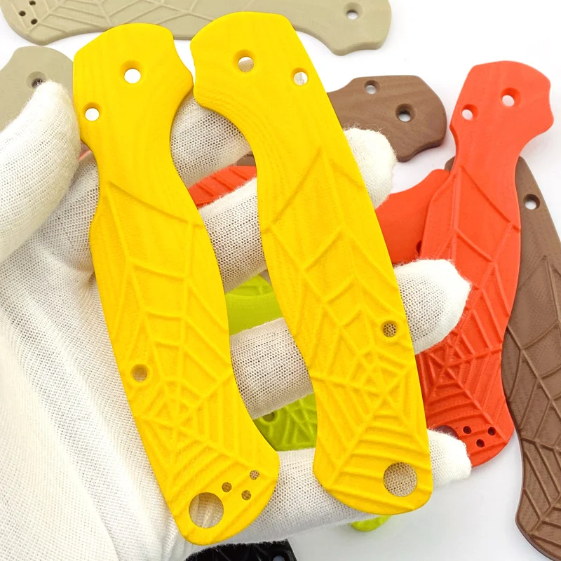 1Pair Spider Web G10 Material Folding Knife Grip Patches Scale for Spyderco C81 Paramilitary 2 Para2 Handle DIY Make Accessories