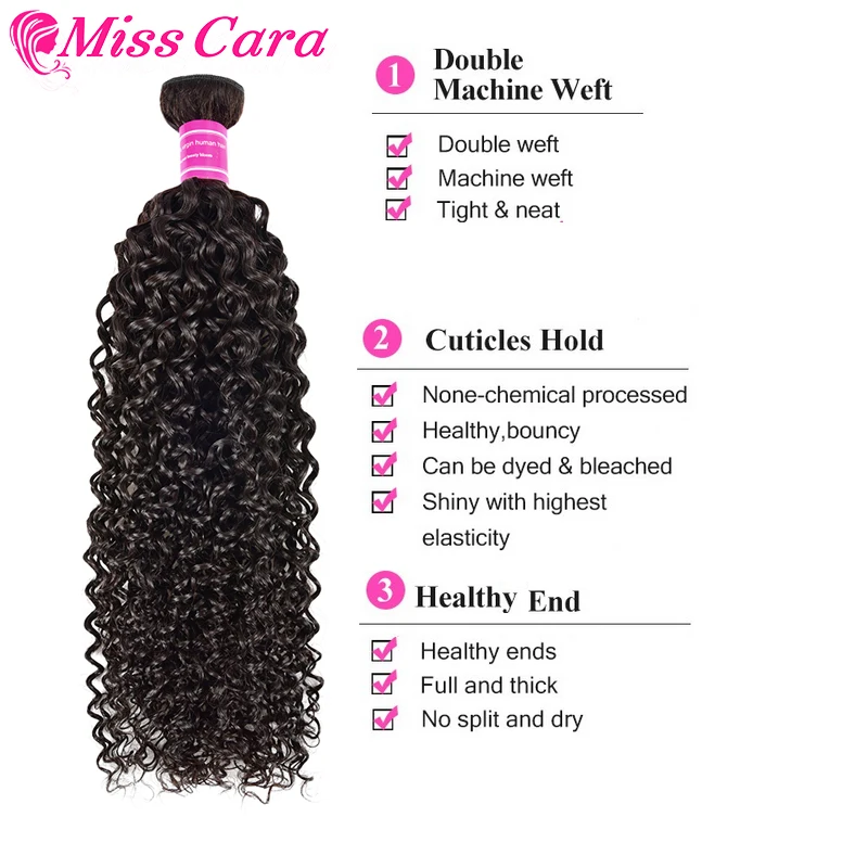 Miss Cara Hair  Brazilian Kinky Curly Hair Weave With Closure 100% Human Hair High Quality Bundles With Frontal Curly Wave Hair