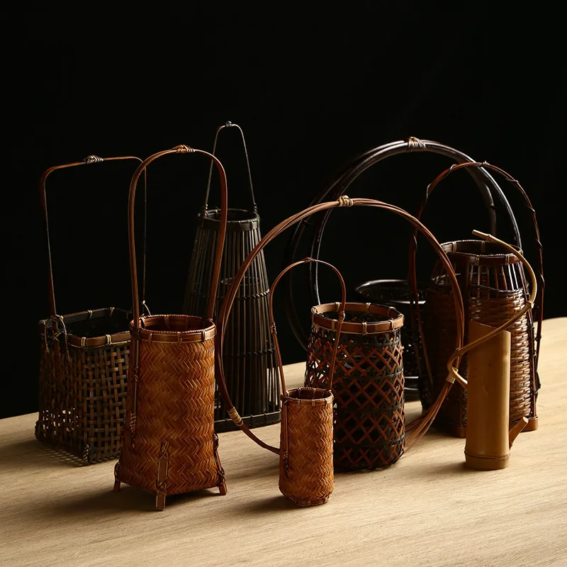 BAODETEA-Bamboo Flower Basket, Weaving Flower Arrangement, Tea Ceremony, Zen Tea Room, Study Hotel, Chinese