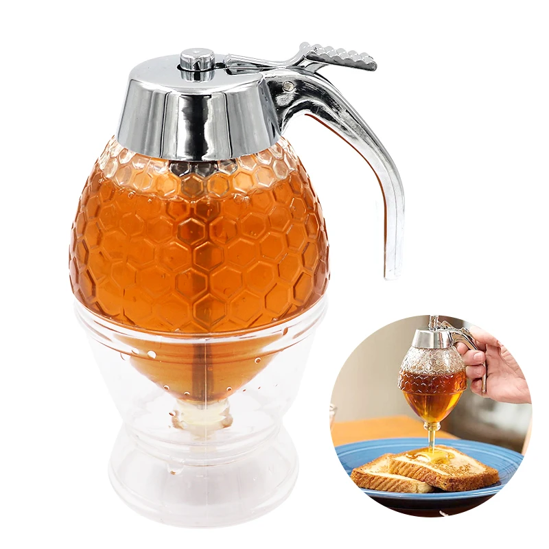 

Bee Honey Squeeze Bottle Honey Jar Container Bee Drip Dispenser Kettle Storage Pot Stand Holder Juice Syrup Cup Kitchen