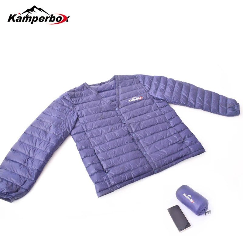 Imagem -04 - Kamperbox Acampamento Ultraleve para Baixo Jaquetas Caminhadas Jaqueta de Inverno Leve Ultraleve Jq06 v Pescoço para Baixo Jaqueta