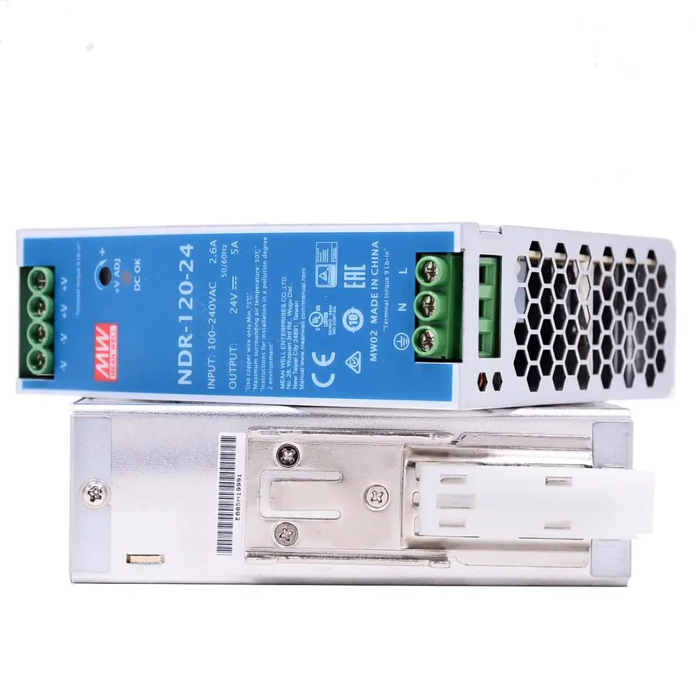 Original Mean Well NDR-120-24 meanwell DC 24V 5A 120W Single Output Industrial DIN Rail Power Supply